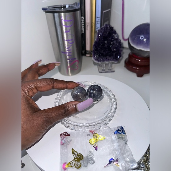 Iolite Mini Spheres with crowns - Set of 2/$30 - Picture 3 of 10